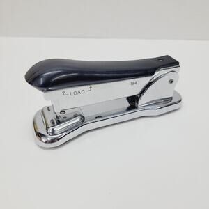 Ace Cadet Liftop Stapler Model 302 Chrome Black Top Vintage Made in USA